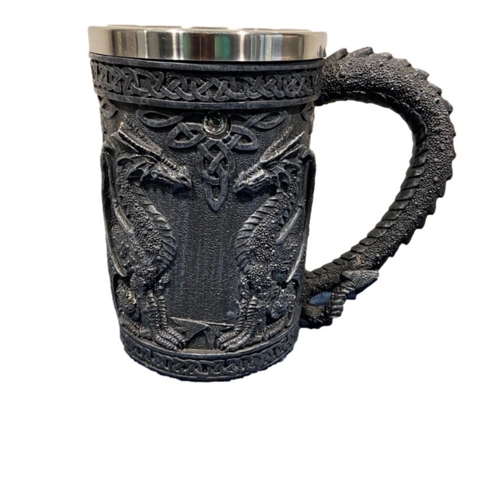Black Gothic Dragon Tankard Celtic Drinking Mug